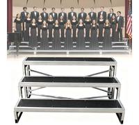 Estrade chorale portable pour salle de lise,pour photos de groupe | Estrade de chorale professionnelle antidérapante (1, 2 ou 3 niveaux) - Éléments modulables et juxtaposables(Black-3 Tier)
