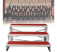 Estrade chorale portable pour salle de lise,pour photos de groupe | Estrade de chorale professionnelle antidérapante (1, 2 ou 3 niveaux) - Éléments modulables et juxtaposables(Red-3 Tier)