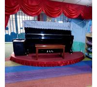 Estrade Estrade Portable Semi-Circulaire pour Scène Piano Enfants, Scène avec Housse Rouge/Grise, Plateforme de Scène pour Discours/Concerts Enfants(Red,Dia 100cm (39 3/8"))