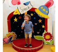 Estrade Plateforme de Spectacle pour Enfants, Petite Plateforme pour Discours et Chant, Plateforme Portable Flexible de 100 cm/120 cm, Pupitre DJ Intérieur(H15cm (5 7/8"),Dia 100cm (39 3/8"))