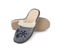 ESTRO Chausson Femme Hiver Chaud - Pantoufles Chaudes Chaussons Femme Feutre Pantoufle Hiver F04 (37, Noir)