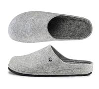 ESTRO Chaussons Homme Hiver Chaud - Pantoufle Homme Chaussons Semelle Gomme Pantoufles en Feutre F05 (Gris, 42 EU)