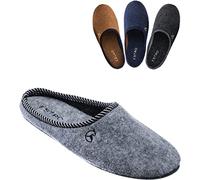 ESTRO Chaussons Homme Pantoufles Homme - Charentaises Hommes Pantoufles en Feutre avec Semelle Gomme Antidérapante REX (40 EU, Pierre)