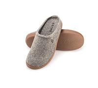 ESTRO Chaussons Homme Pantoufles Homme - Pantoufles en Feutre avec Semelle Gomme Antidérapante Semelle Intérieure Moelleuse DUO (Gris, 44 EU)