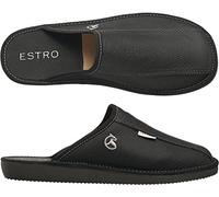 ESTRO Chaussons Homme Pantoufles Hommes - Mules Hommes Cuir Laine Pantoufles Homme Cuir Semelle Inoubliable RUST (Noir, 44)