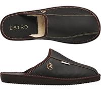 ESTRO Chaussons Hommes Pantoufle Chausson Homme Cuir Laine Mules Pantoufles Semelle Inoubliable Frost (Cacao Laine, 43)