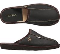 ESTRO Chaussons Hommes Pantoufle Chausson Homme Cuir Laine Mules Pantoufles Semelle Inoubliable Frost (Cacao, 42)