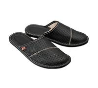 ESTRO Chaussons Hommes Pantoufle Chausson Homme Cuir Mules Pantoufles M55 (42, Noir, numeric_42)