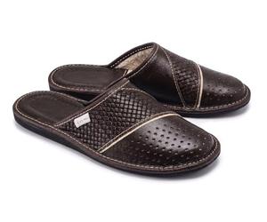 ESTRO Chaussons Hommes Pantoufle Chausson Homme Cuir Mules Pantoufles M66