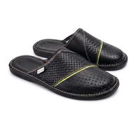 ESTRO Chaussons Hommes Pantoufle Chausson Homme Cuir Mules Pantoufles M66 (43 EU, Noir)