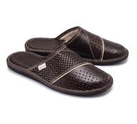 ESTRO Chaussons Hommes Pantoufle Chausson Homme Cuir Mules Pantoufles M66 (47 EU, Marron)