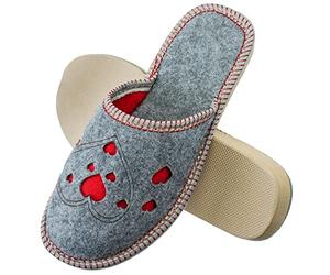 ESTRO Pantoufles Femme Chausson Chaud - Chausson Feutre Femme Mules Feutre avec Semelle Antiderapante F03 (40, Coeurs)