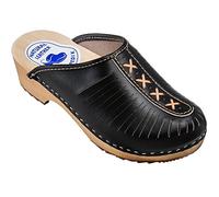 ESTRO Sabot en Bois Femme - Sabot Femme Cuir Confort Sabots Bois Sabots en Cuir CDL01 (36, CDL01 Onyx)