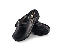 ESTRO Sabots Femme en Cuir, Homme Chaussures Hôpital Mules, Femmes Sabots Orthopédiques CDL07 (46, Noir)