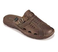 ESTRO Sandales Homme Cuir Mules - Sandales Homme Été Cuir Mules Hommes avec Semelle Antidérapante S4 (43 EU, Brun)