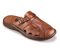 ESTRO Sandales Homme Cuir Mules - Sandales Homme Été Cuir Mules Hommes avec Semelle Antidérapante S4 (45 EU, Brun Rouille)