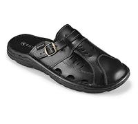 ESTRO Sandales Homme Cuir Mules - Sandales Homme Été Cuir Mules Hommes avec Semelle Antidérapante S4 (41 EU, Noir)