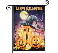 Esttop Drapeau de jardin « Happy Halloween », 32,5 x 45,7 cm, vertical double face, citrouille, décoration d'Halloween pour l'extérieur, décoration rustique pour les vacances saisonnières