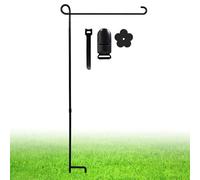 ESTTOP Support de drapeau de jardin, mât épais et droit en métal de qualité supérieure résistant aux intempéries avec clip et bouchon pour drapeau de jardin de Noël saisonnier, décoration extérieure