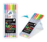Staedtler Triplus Fineliner "My Neon Colours", Feutres fins de Largeur 0.3 mm, Ecriture Douce, Lavable, Corps de Forme Triangulaire Ergonomique, Pointe Fine En Métal, Boîte De 6 Feutres,334 SB6CS3