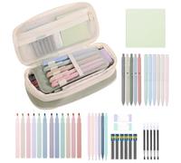 Estuche Escolar Con Materiales | Set De Papelería Con Subrayadores Y Bolígrafos De Gel | Estuche Bonito Para Estudiantes, Profesores, Mujeres, Oficina Y Aula