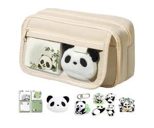 Estuche Para Lápices Panda - De Papelería De Gran Capacidad Con Accesorios Aleatorios | Estuche Escolar Con Cremallera, Diseño De Panda, Ideal Para Niños, Niñas Y Estudiantes, Material Tela Oxfor