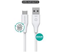 INFINITE - Câble USB - 24 pin USB-C (M) droit pour USB (M) droit - USB 2.0 - 1 m - USB Power Delivery (60W), plastique recyclé à 100 % - blanc