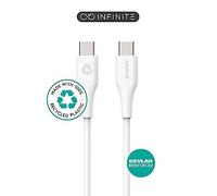 eSTUFF INFINITE USB-C to USB-C Cable 3m White. Recycled Plastic, ES604301 (3m White. Recycled Plastic. Super Soft)