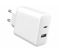 eSTUFF Infinite USB Charger EU 1 x USB-C PD 20W. 1 x USB-A 12W, ES635031 (USB-C PD 20W. 1 x USB-A 12W. White. Recycled Plastic)