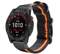 ESTUYOYA - Bracelet compatible avec Garmin Fenix 8-51mm / Fenix 7X Pro/7X/6X Pro/6X/5X//Enduro 3/Instinct 2X Solar/Epix 2 Pro 51mm/D2 Delta PX, Bracelet en nylon Spanish Flag Quickfit 26mm Noir