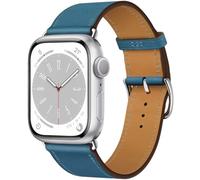 ESTUYOYA Bracelet en cuir compatible avec Apple Watch 41mm 40mm 38mm, (42mm-Serie 11-10), band fin avec boucle carrée unisexe iWatch Series 11 10 9 8 7 6 5 4 3 2 1 SE3/SE2/SE - Bleu