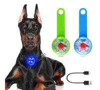 ESTVIIG Lot de 2 clignotants de sécurité pour animaux de compagnie, Rechargeable par USB, LED de sécurité, Pour chiens et chats, 3 modes clignotants, Étanche - Sécurité pour animaux de compagnie