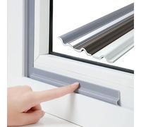 ESUFEIR 315Pouces/8M Gris Forme T Burlete Fenêtre Coulissante Porte Entrée, Joint en Mousse PU Autocollant Isolant Acoustique Bande d'étanchéité pour Fenêtres Froid Aluminium, Bas de Porte Extérieur