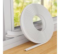 ESUFEIR Boudin de porte et de fenêtre 196 pouces/5 m, bande d'étanchéité autocollante en mousse PU blanche pour joint de porte et de fenêtre, isolation acoustique, coupe-vent, étanche à la poussière