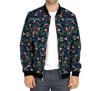 EsUkar Blouson Bomber Floral Pour Hommes Veste Légère À Motif De Fleurs Brisées Varsity Rib Knit Bomber Jacket Zip Up Veste Coupe-Vent D'Été Veste Inter-Saison M-3Xl,Xl