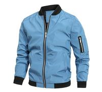 EsUkar Blouson Homme,Blouson Aviateur pour Homme Léger Blouson Tunique Veste Rétro Veste De Transition Bombardier Classique Veste Tactique Poches Multiples Veste De Sport en Plein Air,Bleu,M