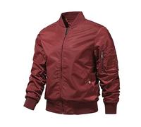 EsUkar Blouson Homme,Blouson Aviateur Pour Homme Manteau De Motard Poches Multiples Baseball Sports De Plein Air Manteau Coupe-Vent Vintage Veste De Transition D'Automne En Détresse,Rouge,Xl