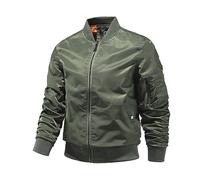EsUkar Blousons Homme,Blouson Aviateur Pour Homme Manteau De Motard Poches Multiples Baseball Sports De Plein Air Manteau Coupe-Vent Vintage Veste De Transition D'Automne En Détresse,Vert,M