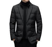 EsukAr Doudoune Blazer Léger Pour Hommes, Manteau Matelassé D'Hiver Chaud Veste D'Affaires,Noir,4XL