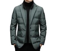 EsukAr Doudoune Blazer Léger Pour Hommes, Manteau Matelassé D'Hiver Chaud Veste D'Affaires,Vert,L