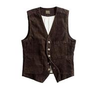 EsukAr Gilet De Chasse Vintage Pour Homme En Velours Côtelé Gilet De Costume,Marron,L