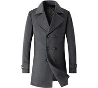 EsukAr Manteau D'affaires Classique Pour Hommes Hiver Chaud Trench À Double Boutonnage, Poids Lourd,Dark grey,XS