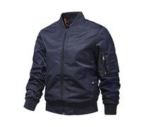 EsUkar Manteau Homme, Blouson Aviateur Pour Homme Manteau De Motard Poches Multiples Baseball Sports De Plein Air Coupe-Vent Vintage Veste De Transition D'Automne En Détresse, Bleu Marine, L