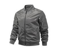 EsUkar Manteau Homme,Blouson Aviateur Pour Homme Manteau De Motard Poches Multiples Baseball Sports De Plein Air Manteau Coupe-Vent Vintage Veste De Transition D'Automne En Détresse,Gris,Xxl