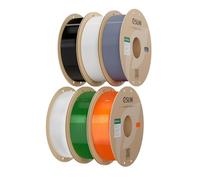 eSUN PETG Filament 1.75mm, 6KG Précision Dimensionnelle +/- 0.05mm, 1KG par Bobine, 6 Bobines pour 3D Imprimante,Noir+Blanc+Gris+Transparent+Orange Transparent+Vert Transparent
