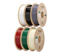 eSUN PL Filament 1.75mm, 6KG Précision Dimensionnelle +/- 0.03mm, 1KG par Bobine, 6 Bobines pour Imprimante 3D,Noir+Blanc Froid+Gris+Blanc Os+Vert Sapin+Rouge Foncé