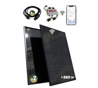 ESUNRA Create your Energy - Kit solaire balcon 800W - Plug and Play - 2 panneaux solaires bifaciaux 430W - ALL BLACK - TOPCon - Micro-onduleur NEP BDM800W - Câble de 5 m - Application de surveillance