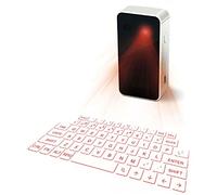 ESupFly - Clavier virtuel laser portable et souris bluetooth, sans fil - Pour Apple iPhone, iPad, Samsung, smartphones Android et tablettes, ordinateurs portables, PC Silver+Black