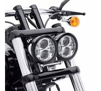 Esyauto Fat Bob FXDF L225 Lot de 2 feux de route ronds à LED pour moto 40 W 12,7 cm argent