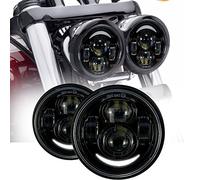 Esyauto Fat Bob FXDF L225 Lot de 2 feux de route ronds à LED pour moto 40 W 12,7 cm noir avec feux de circulation diurne